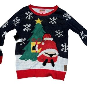 Tipsy Elves Santa and Tree Crewneck Sweater - Black and Red